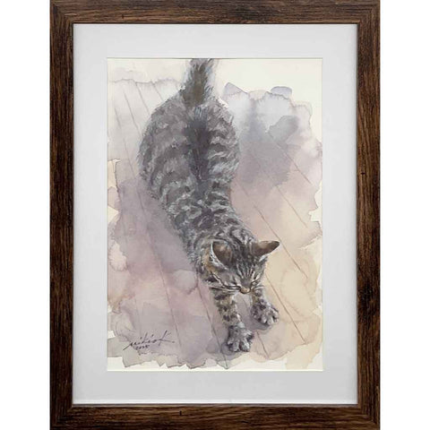Hmm... A Big Stretch - Watercolor Painting - Artezaar.com Online Art Gallery