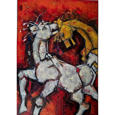 Horse Power Mixed Media Painting Buy Now on Artezaar.com Online Art Gallery Dubai UAE