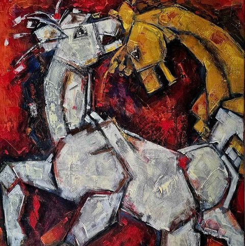 Horse Power Mixed Media Painting Buy Now on Artezaar.com Online Art Gallery Dubai UAE