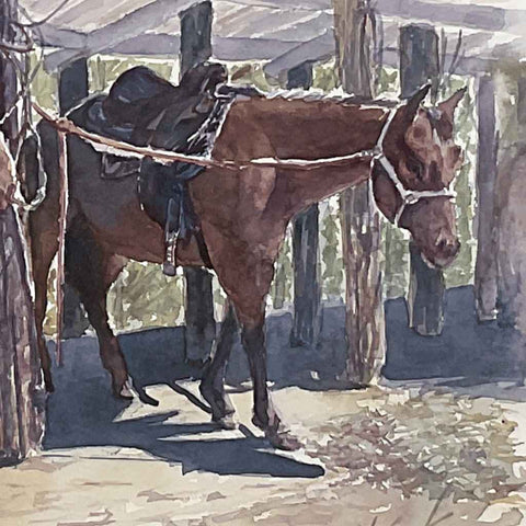 Horse Stable - Watercolor Painting - Artezaar.com Online Art Gallery