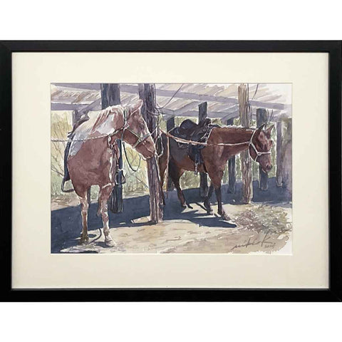 Horse Stable - Watercolor Painting - Artezaar.com Online Art Gallery