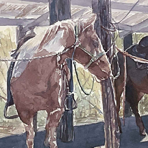 Horse Stable - Watercolor Painting - Artezaar.com Online Art Gallery
