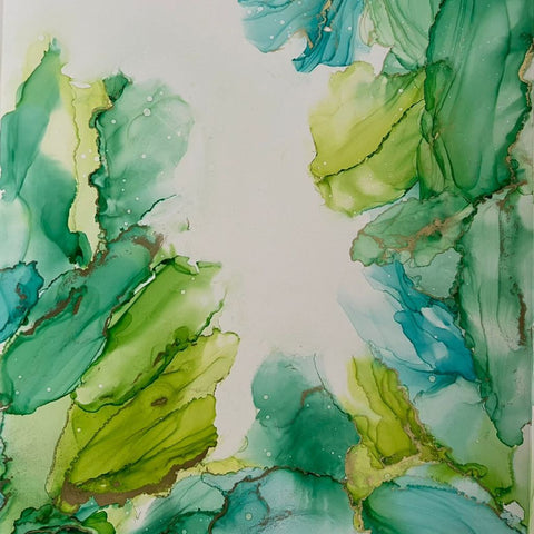 Hues of Green Abstract Alchol Ink Art Buy Now on Artezaar.com Online Art Gallery Dubai UAE