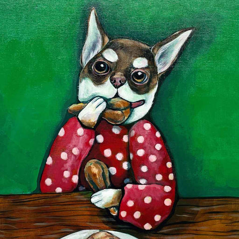 I Love Chicken Acrylic Painting Buy Now on Artezaar.com Online Art Gallery Dubai UAE
