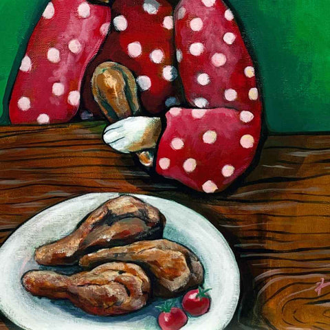 I Love Chicken Acrylic Painting Buy Now on Artezaar.com Online Art Gallery Dubai UAE
