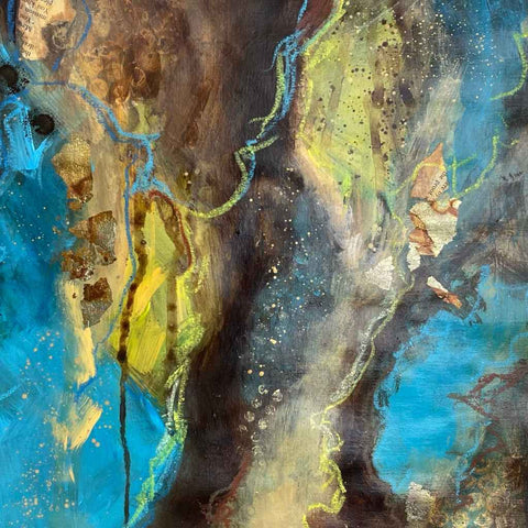 Illusions in Blue III Mixed Media Painting Buy Now on Artezaar.com Online Art Gallery Dubai UAE