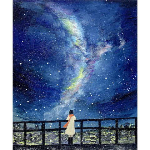 In the Winter Starry Sky - Acrylic Painting - Artezaar.com Online Art Gallery