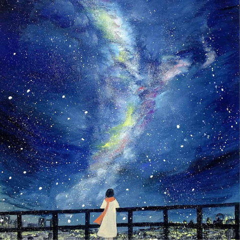 In the Winter Starry Sky - Acrylic Painting - Artezaar.com Online Art Gallery