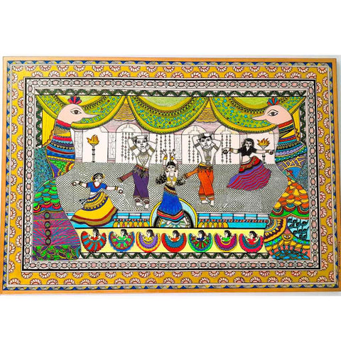 Indian Folklore Fine Acrylic Painting Buy Now on Artezaar.com Online Art Gallery Dubai UAE