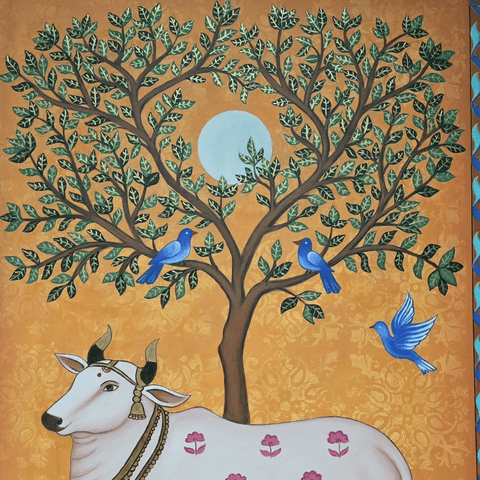 Kamdhenu — The Mother of Abundance - Acrylic Painting - Artezaar.com Online Art Gallery