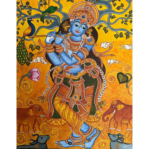 Krishna Fine Acrylic Painting Buy Now on Artezaar.com Online Art Gallery Dubai UAE
