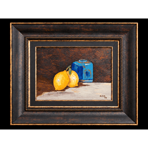 Lemons In Cobalt - Acrylic Painting - Artezaar.com Online Art Gallery