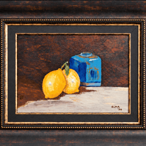 Lemons In Cobalt - Acrylic Painting - Artezaar.com Online Art Gallery