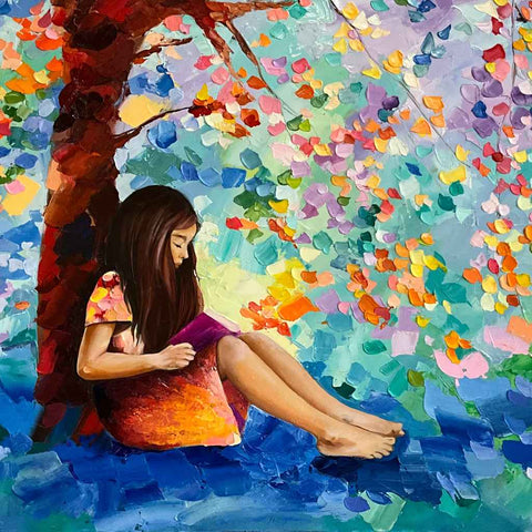 Lost in a story Fine Oil Painting Buy Now on Artezaar.com Online Art Gallery Dubai UAE