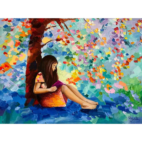 Lost in a story Fine Oil Painting Buy Now on Artezaar.com Online Art Gallery Dubai UAE