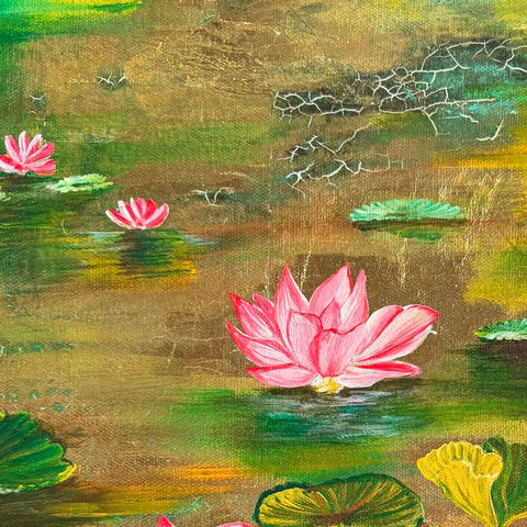 Lotus Meets Light Mixed Media Buy Now on Artezaar.com Online Art Gallery Dubai UAE