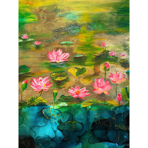Lotus Meets Light Mixed Media Buy Now on Artezaar.com Online Art Gallery Dubai UAE