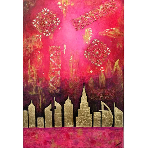 Love Dubai 1 Abstract Mixed Media Painting Buy Now on Artezaar.com Online Art Gallery Dubai UAE
