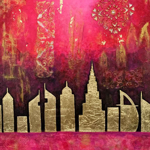 Love Dubai 1 Abstract Mixed Media Painting Buy Now on Artezaar.com Online Art Gallery Dubai UAE