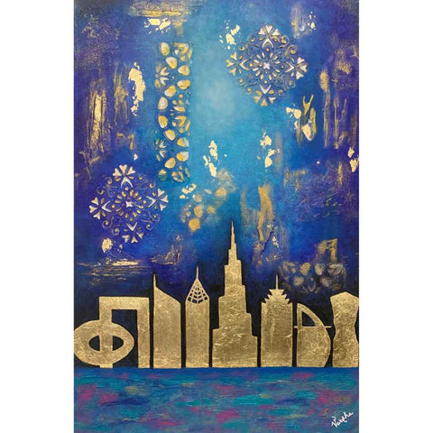 Love Dubai 2 Mixed Media Painting Buy Now on Artezaar.com Online Art Gallery Dubai UAE