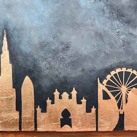 Love Dubai 3 Abstract Mixed Media Painting Buy Now on Artezaar.com Online Art Gallery Dubai UAE