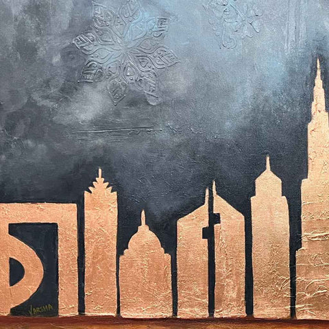 Love Dubai 3 Abstract Mixed Media Painting Buy Now on Artezaar.com Online Art Gallery Dubai UAE