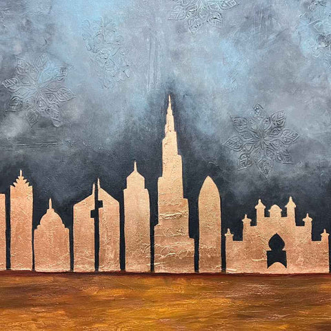 Love Dubai 3 Abstract Mixed Media Painting Buy Now on Artezaar.com Online Art Gallery Dubai UAE