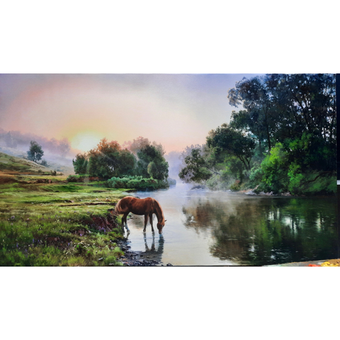 Misty Dawn - Oil Painting - Artezaar.com Online Art Gallery