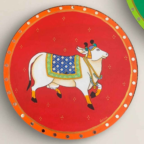 Modern Pichwai ShrinathJi and Gau Mata Mixed Media Painting Buy Now on Artezaar.com Online Art Gallery Dubai UAE