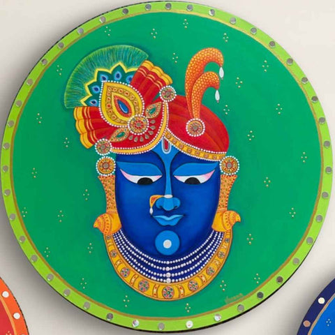 Modern Pichwai ShrinathJi and Gau Mata Mixed Media Painting Buy Now on Artezaar.com Online Art Gallery Dubai UAE