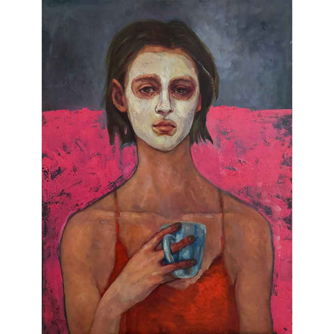 Morning Coffee Woman Oil Painting Buy Now on Artezaar.com Online Art Gallery Dubai UAE