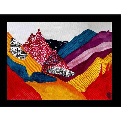 Mountains of Paper Series 4 Wisdom Mixed Media Painting Buy Now on Artezaar.com Online Art Gallery Dubai UAE