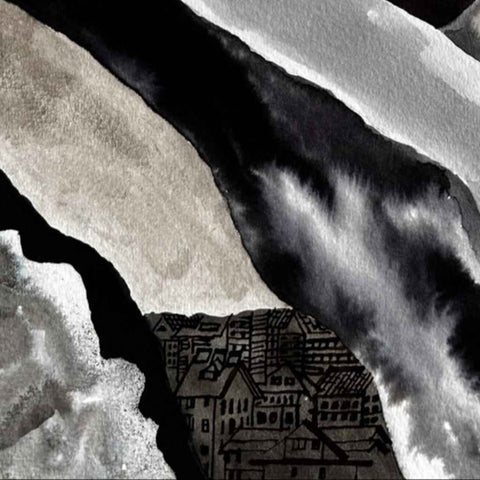Mountains of Paper Series 7 Solitude Mixed Media Painting Buy Now on Artezaar.com Online Art Gallery Dubai UAE