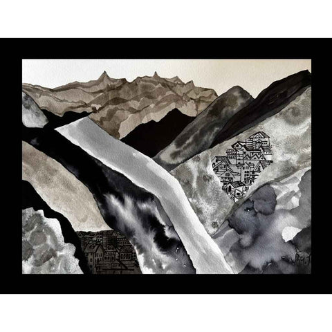 Mountains of Paper Series 7 Solitude Mixed Media Painting Buy Now on Artezaar.com Online Art Gallery Dubai UAE