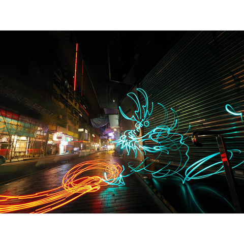 Mythical Creatures - Hong Kong Temple Street Dragon - Light Painting Art- Artezaar.com Online Art Gallery