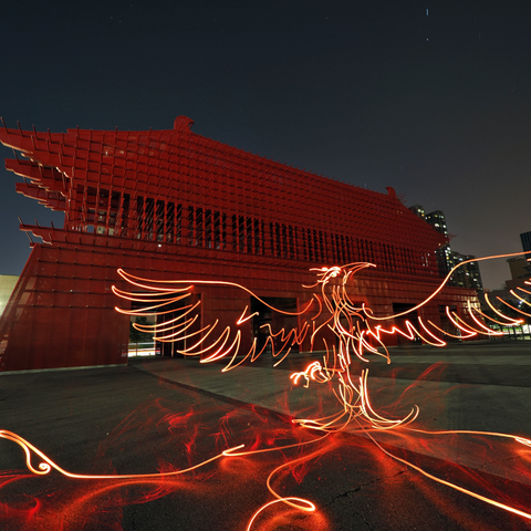 Mythical Creatures – Zhu Que  - Light Painting Art- Artezaar.com Online Art Gallery