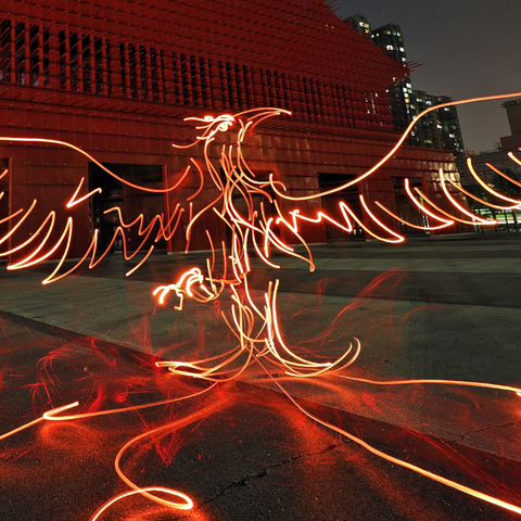 Mythical Creatures – Zhu Que  - Light Painting Art- Artezaar.com Online Art Gallery