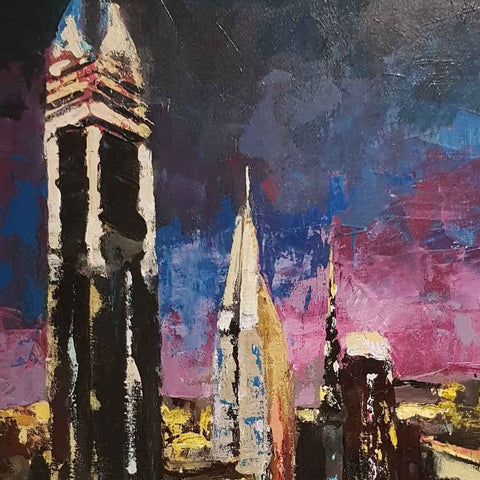 Nocturnal Metropolis Abstract Acrylic Painting Buy Now on Artezaar.com Online Art Gallery Dubai UAE