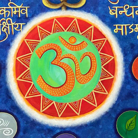 OM- The Harmony Of Five Elements - Acrylic Painting - Artezaar.com Online Art Gallery