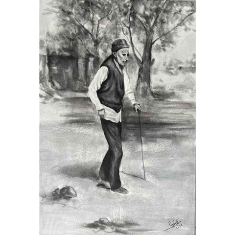 Old Man Walking in the Garden Sketches & Drawings Buy Now on Artezaar.com Online Art Gallery Dubai UAE