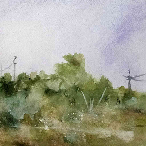 On The Outskirts Watercolor Painting Buy Now on Artezaar.com Online Art Gallery Dubai UAE