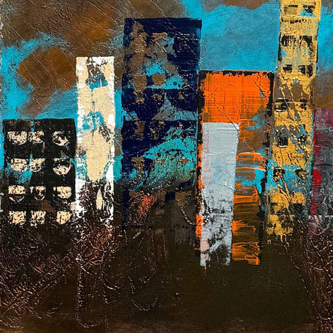 On the horizon Abstract Mixed Media Painting Buy Now on Artezaar.com Online Art Gallery Dubai UAE