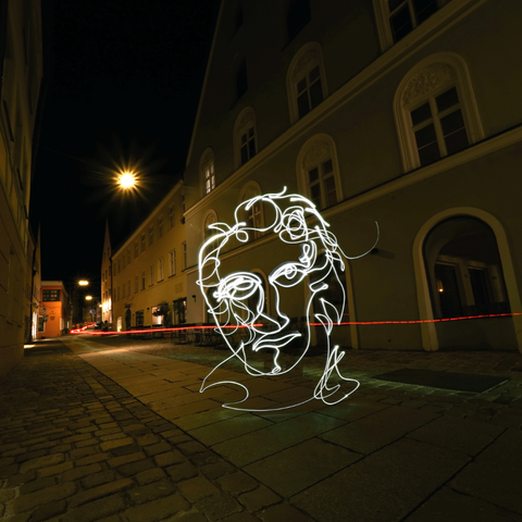 One Line Light Art - Beethoven - Light Painting Art- Artezaar.com Online Art Gallery