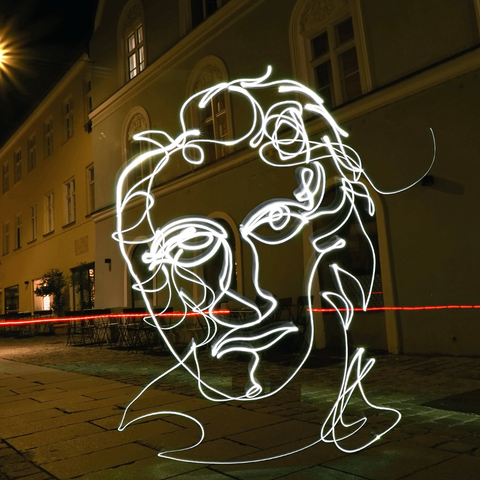 One Line Light Art - Beethoven - Light Painting Art- Artezaar.com Online Art Gallery