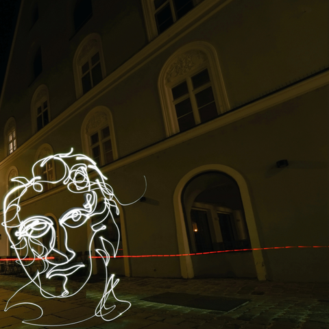 One Line Light Art - Beethoven - Light Painting Art- Artezaar.com Online Art Gallery