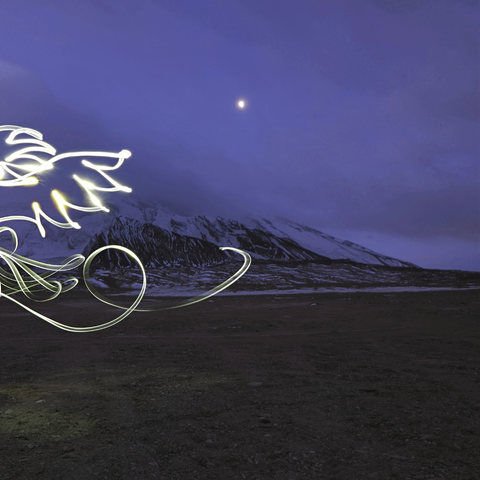 One Line Light Art – The Pamir Eagle - Light Painting Art- Artezaar.com Online Art Gallery