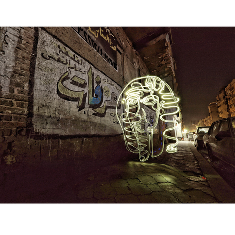 One Line Light Art - Tutankhamun