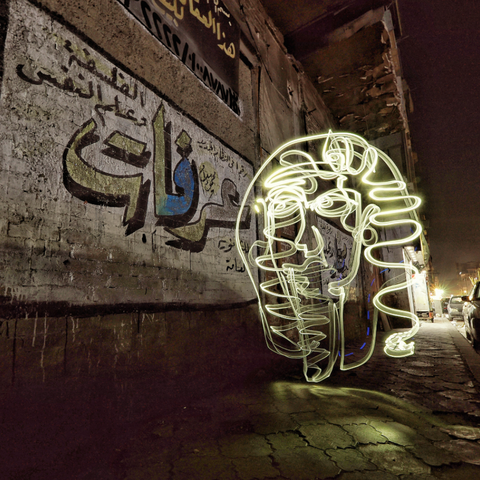 One Line Light Art – Tutankhamun  - Light Painting Art- Artezaar.com Online Art Gallery