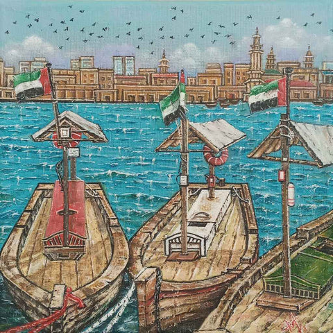Over The Morning Moored - Acrylic Painting - Artezaar.com Online Art Gallery