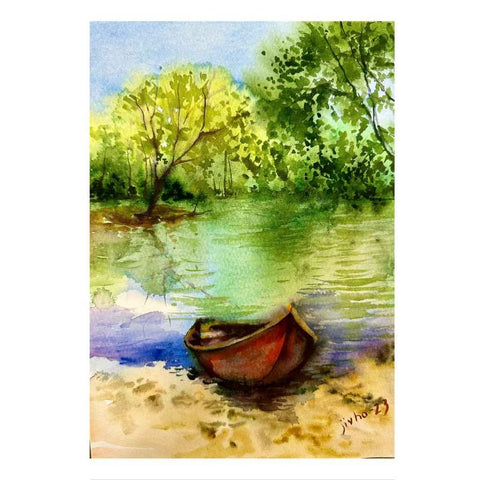 Peaceful Day Nature Watercolor Painting Buy Now on Artezaar.com Online Art Gallery Dubai UAE